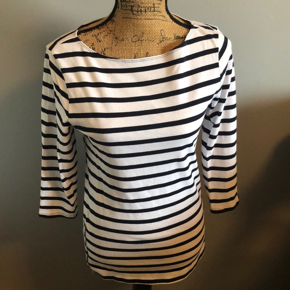 Gap Black and White Striped Top